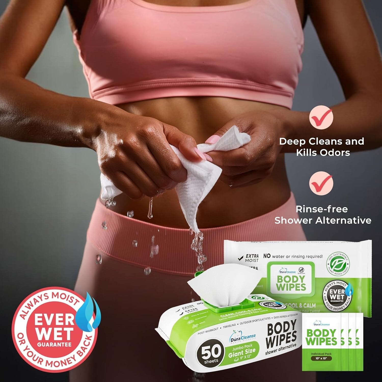 216 XL Travel Body Wipes for Women - Hypoallergenic, Aloe and Vitamin E Infused