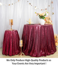 Load image into Gallery viewer, Luxurious 120-Inch Round Burgundy Sequin Tablecloth for Special Occasions
