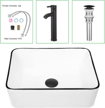 Load image into Gallery viewer, Stylish Above-Counter 16'' x 12'' Ceramic Sink with Black Trim - Modern Design