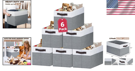 Elegant 6-Pack Extra Large Closet Storage Bins - Perfect for Organized Living