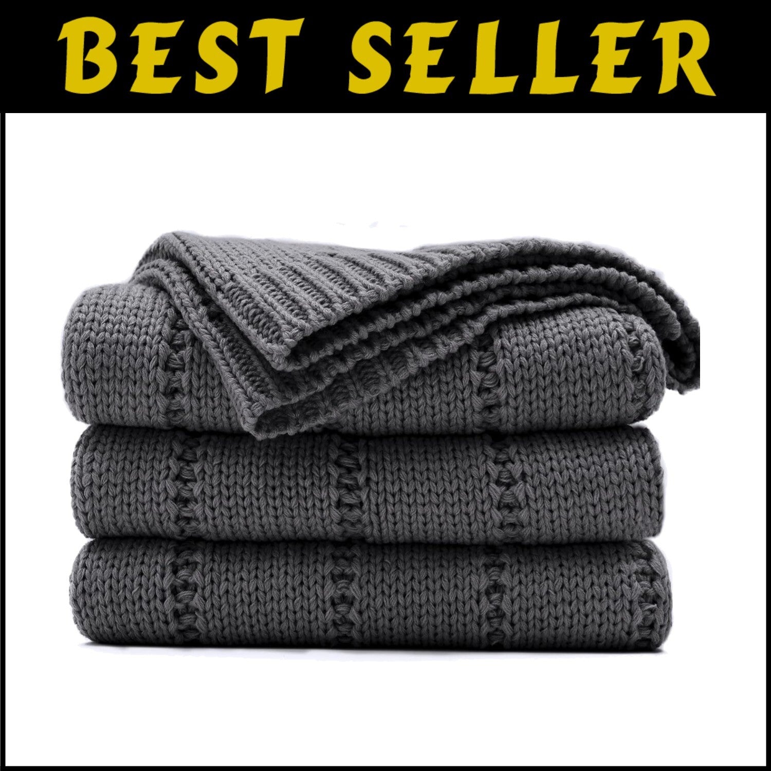 Luxurious Soft Chunky Knit Blanket in Dark Grey - Perfect for Relaxing Moments