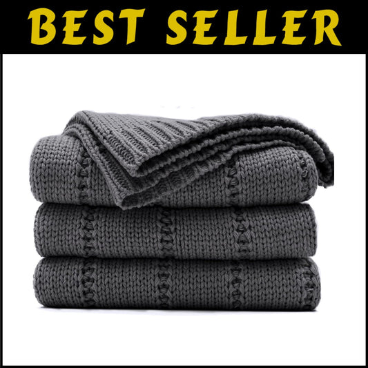 Luxurious Soft Chunky Knit Blanket in Dark Grey - Perfect for Relaxing Moments