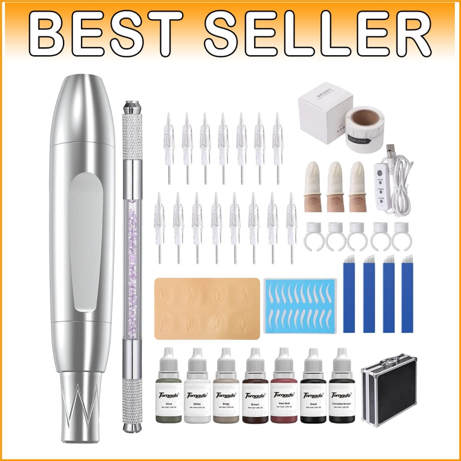 Complete Microblading Kit with Water-Resistant Makeup Pen - Ideal for Beginners