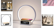 Load image into Gallery viewer, Modern Bedside Lamp with Alarm Clock, 3 Brightness Levels &amp; Wireless Charger