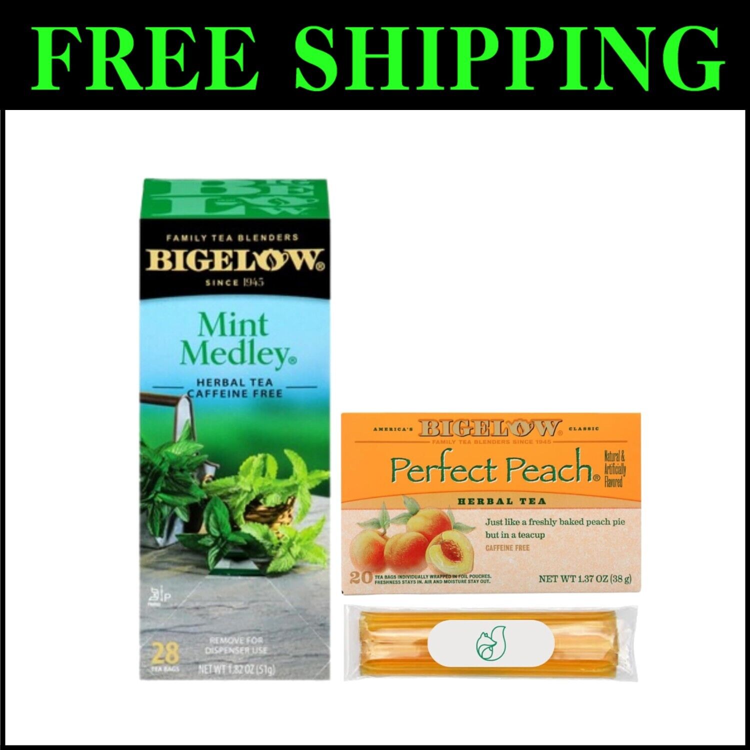 Bigelow Medicine Ball Cold Buster Tea Bundle: 28 Mint Medley & 20 Perfect Peach