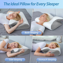 Load image into Gallery viewer, Comfortable Memory Foam Pillow with Ergonomic Design for Side &amp; Back Sleepers