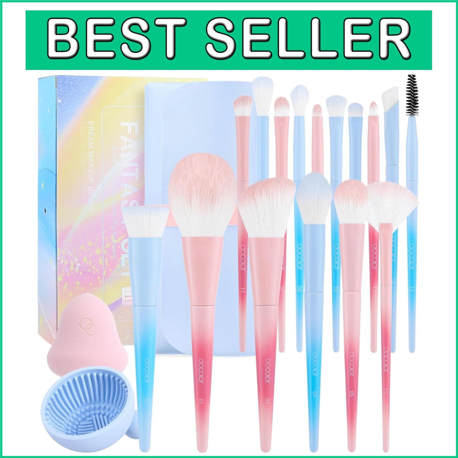 Chic Makeup Brush Set - 16 Professional Brushes with Travel Bag & Gift Packaging