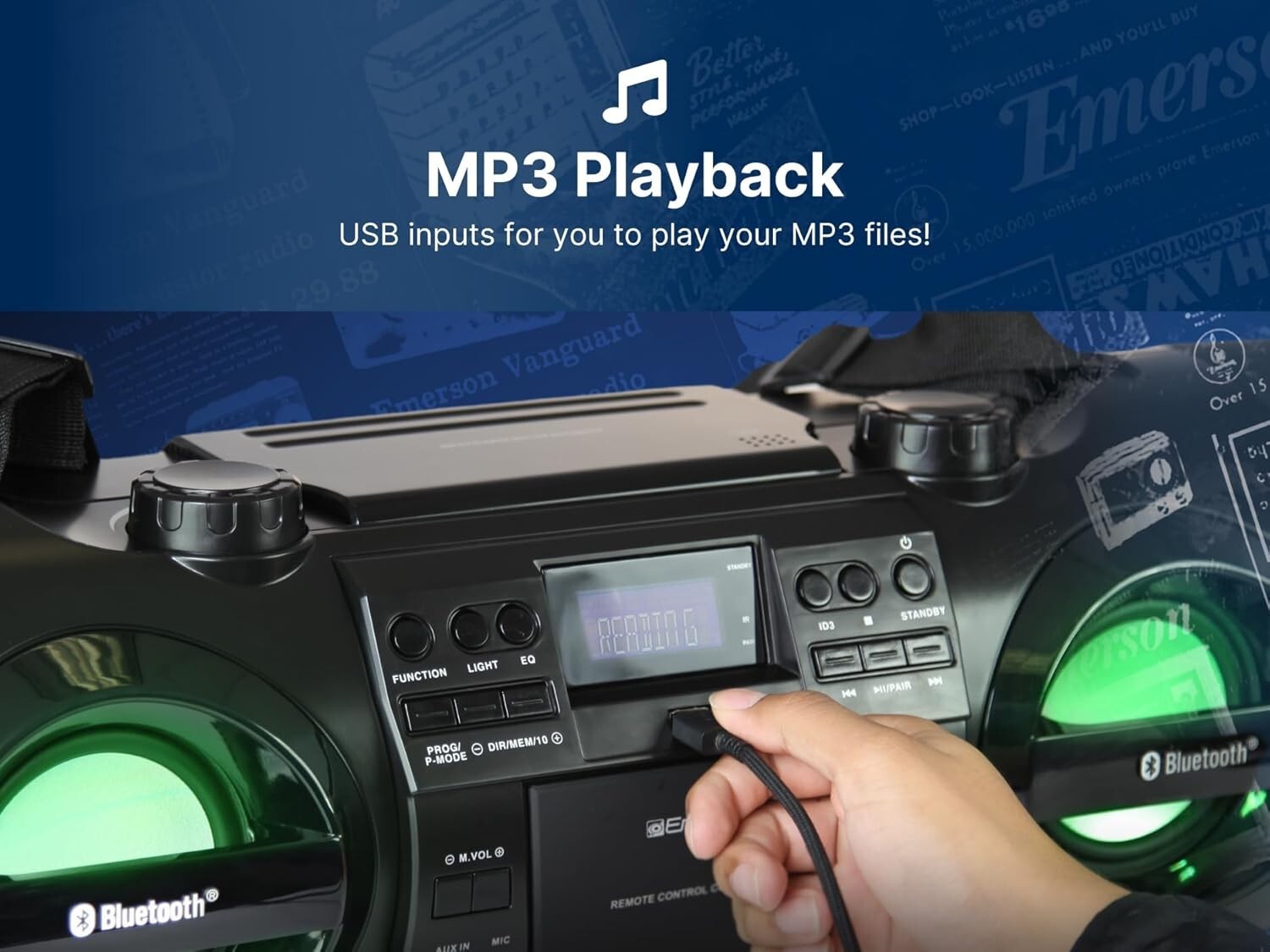 Versatile Portable Bluetooth Stereo System with CD Player and Dual Subwoofers