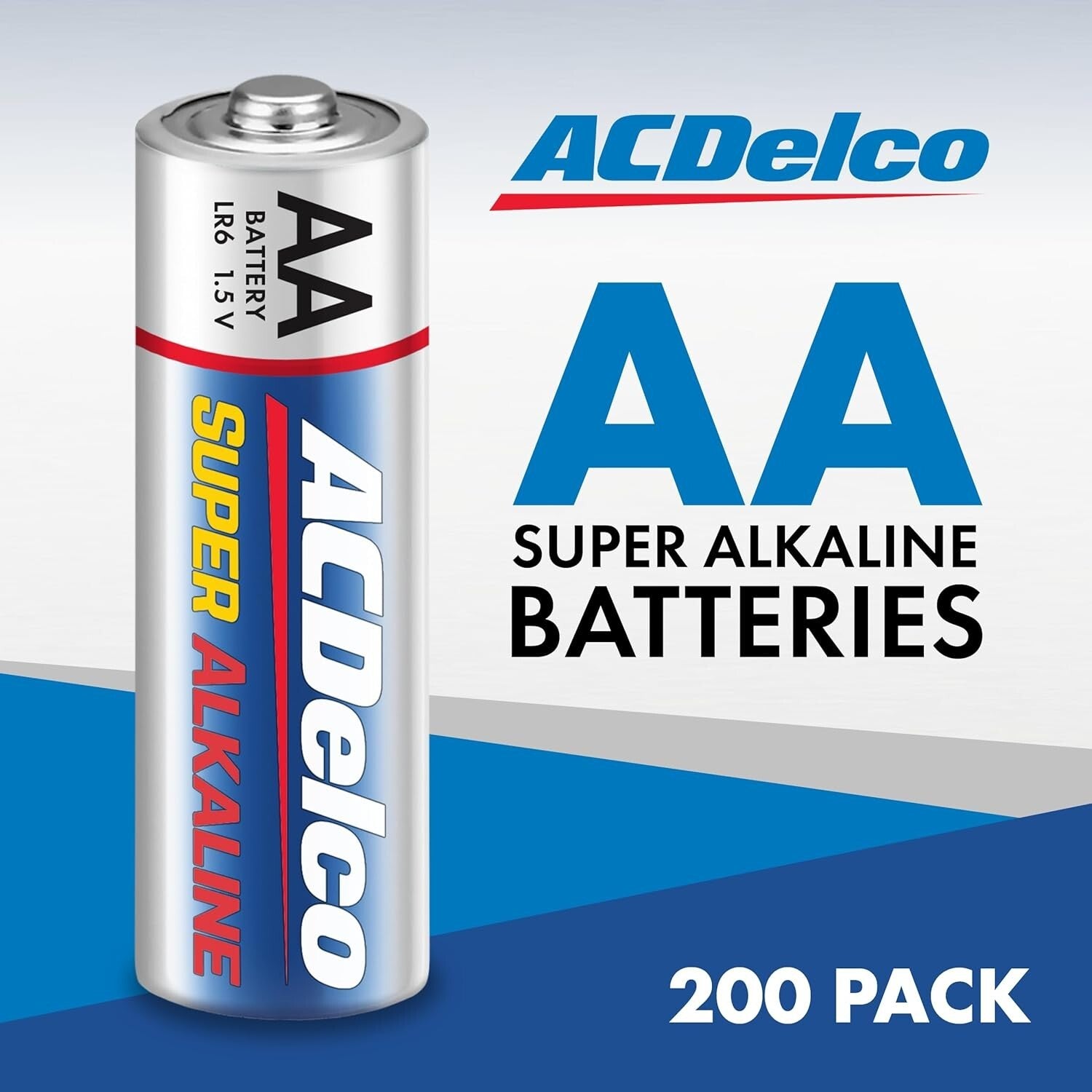ACDelco 200-Count AA Super Alkaline Batteries, 10-Year Shelf Life Power Pack
