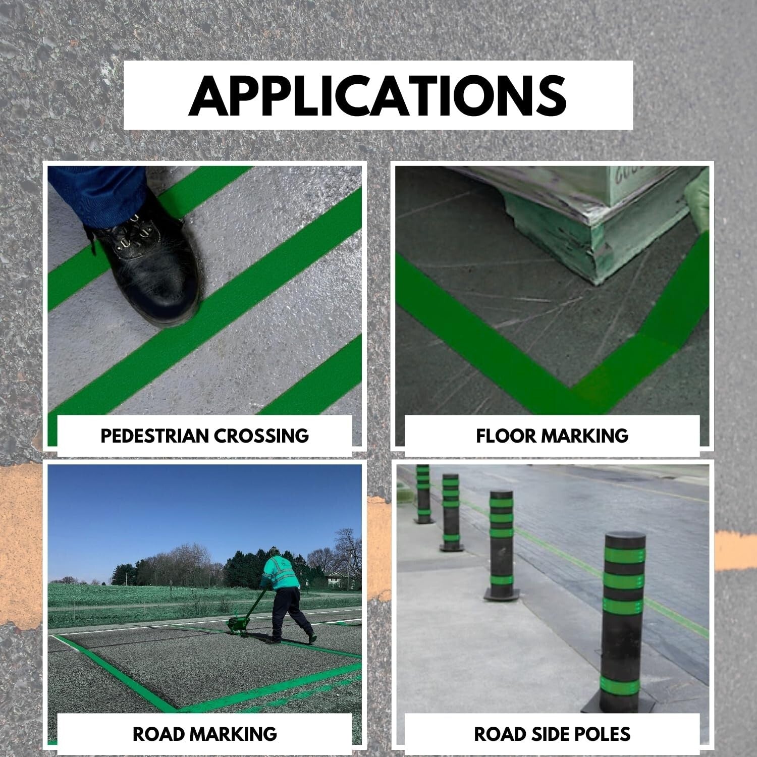 Durable Reflective Marking Tape for Crosswalks & Bike Lanes - 3 Inch x 108 Feet