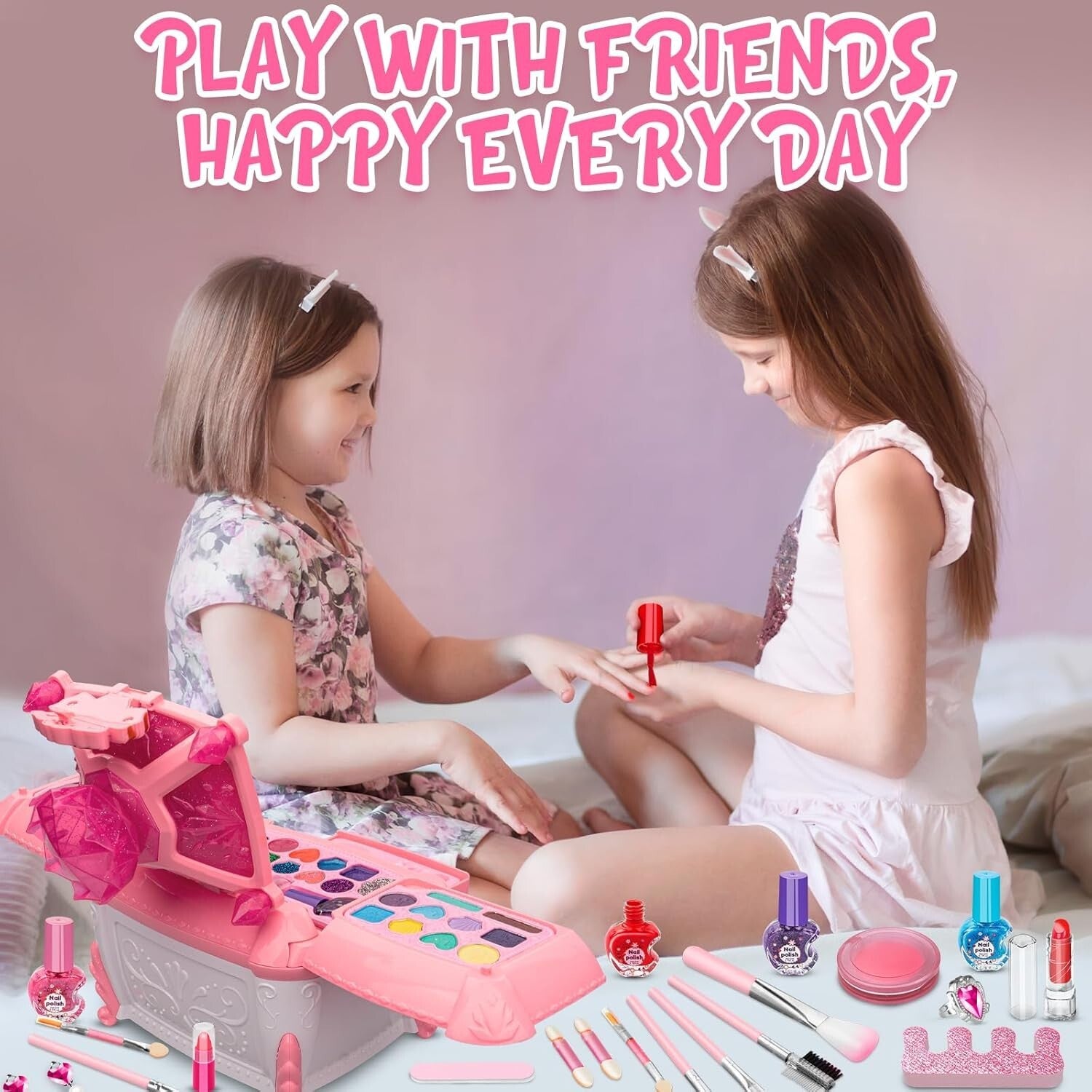 Interactive Kids Makeup Set with Mirror - Perfect Gift for Young Fashionistas