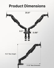 Load image into Gallery viewer, High Stability Dual Monitor Stand - C-Clamp &amp; Grommet Mount for Heavy Screens