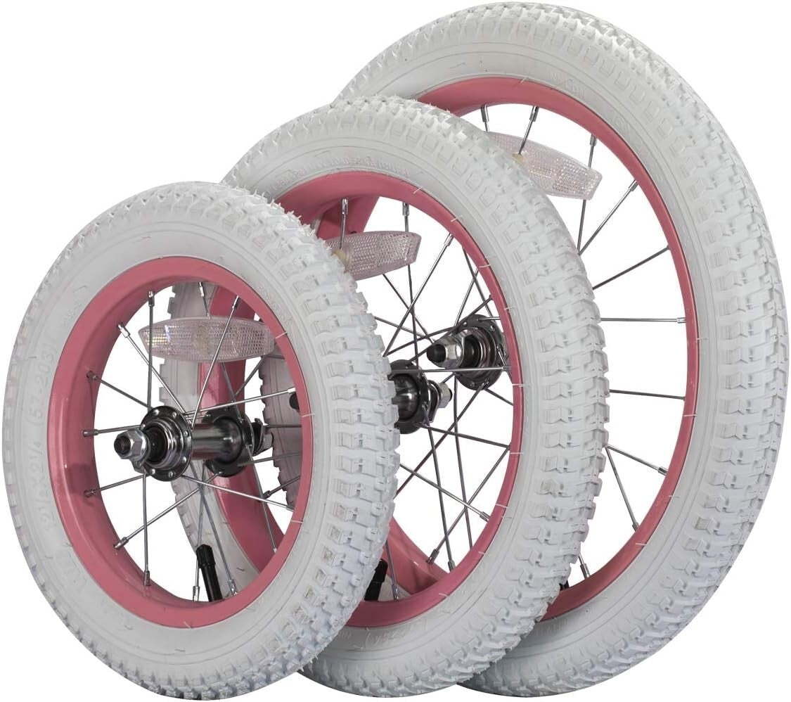 14 Inch Kids Bike Replacement Wheel with Solid Rubber Tire in Pink & Black