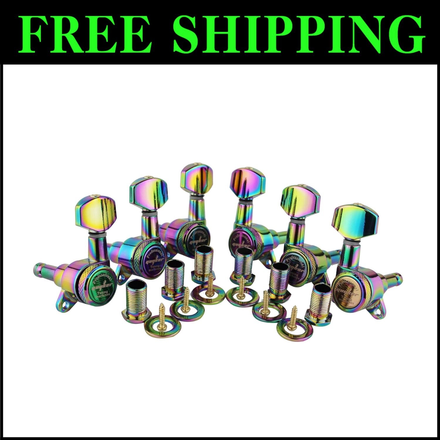 Vibrant Chameleon Rainbow Locking Tuners 3L + 3R for Electric & Acoustic Guitars