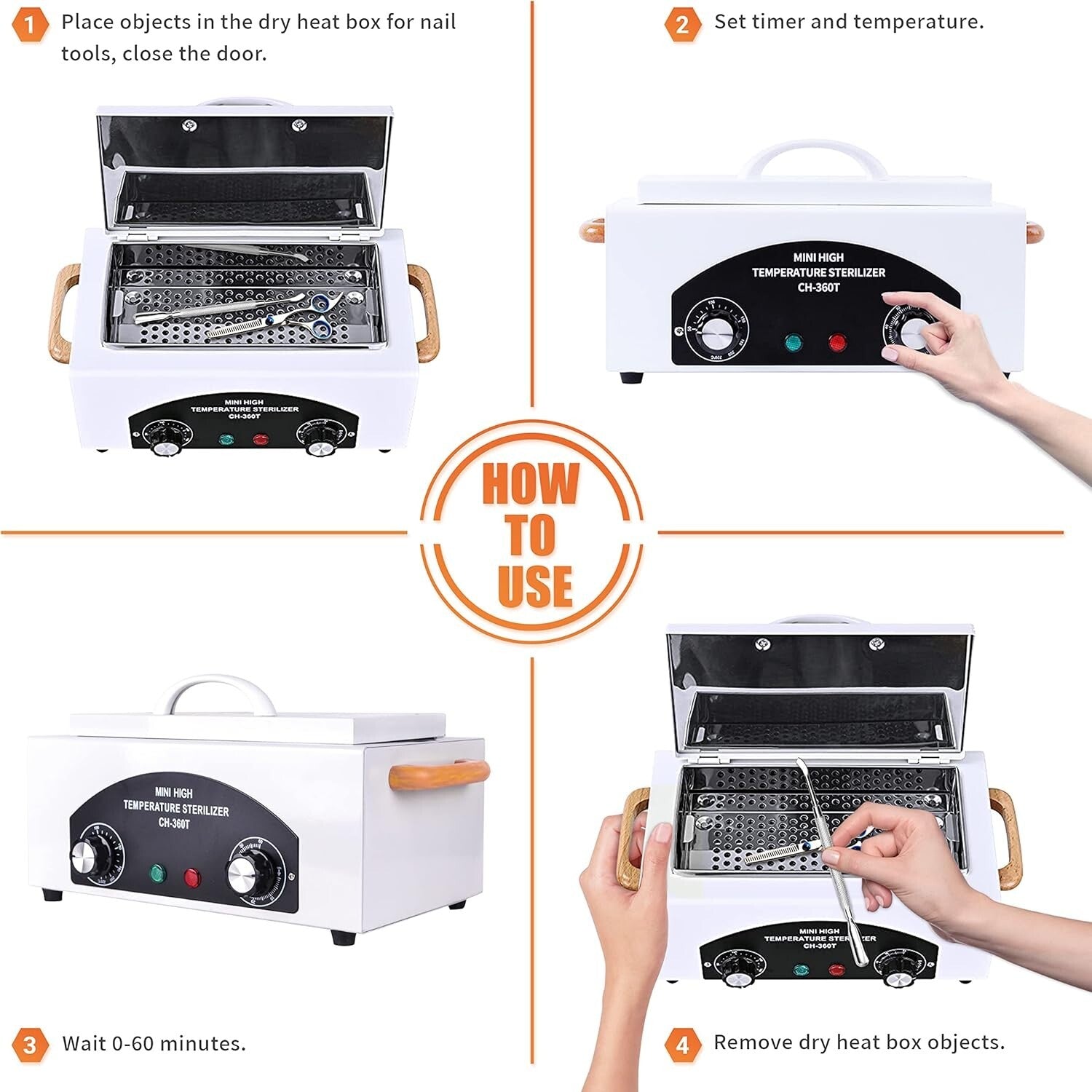 Efficient Nail and Dental Tool Sterilizer with Adjustable Temperature Control