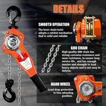 Load image into Gallery viewer, Heavy Duty Chain Hoist with Non-Slip Handle - 1650 lbs Capacity, 10 ft Chain