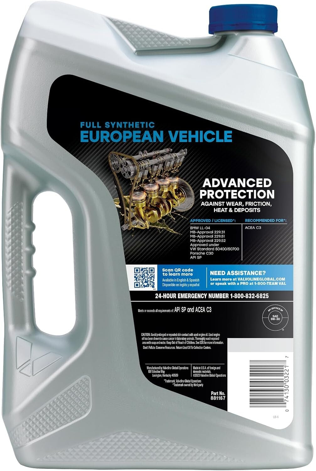 Advanced Protection Full Synthetic Motor Oil 5W-30 for European Cars - 3 Gallons
