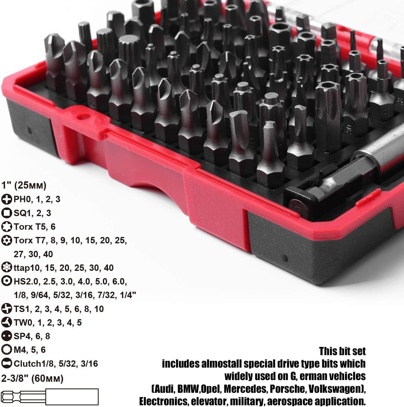 61-Piece S2 Steel Security Bit Set with Precision-Machined Tips - Ideal for H...
