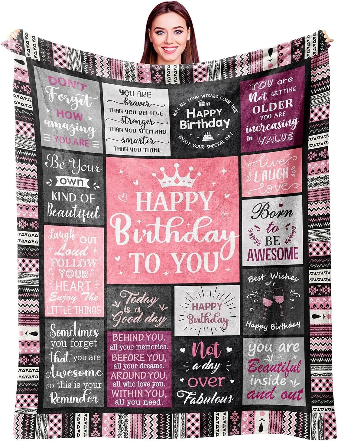 80"x60" Cozy Flannel Birthday Blanket - Perfect Gift for Women & Girls