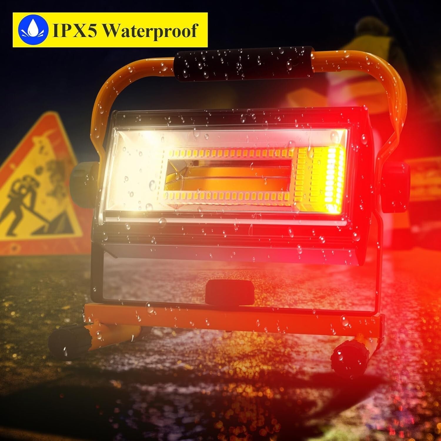 Ultra Bright 7000LM Waterproof Work Light with Rechargeable Battery for Outdoors