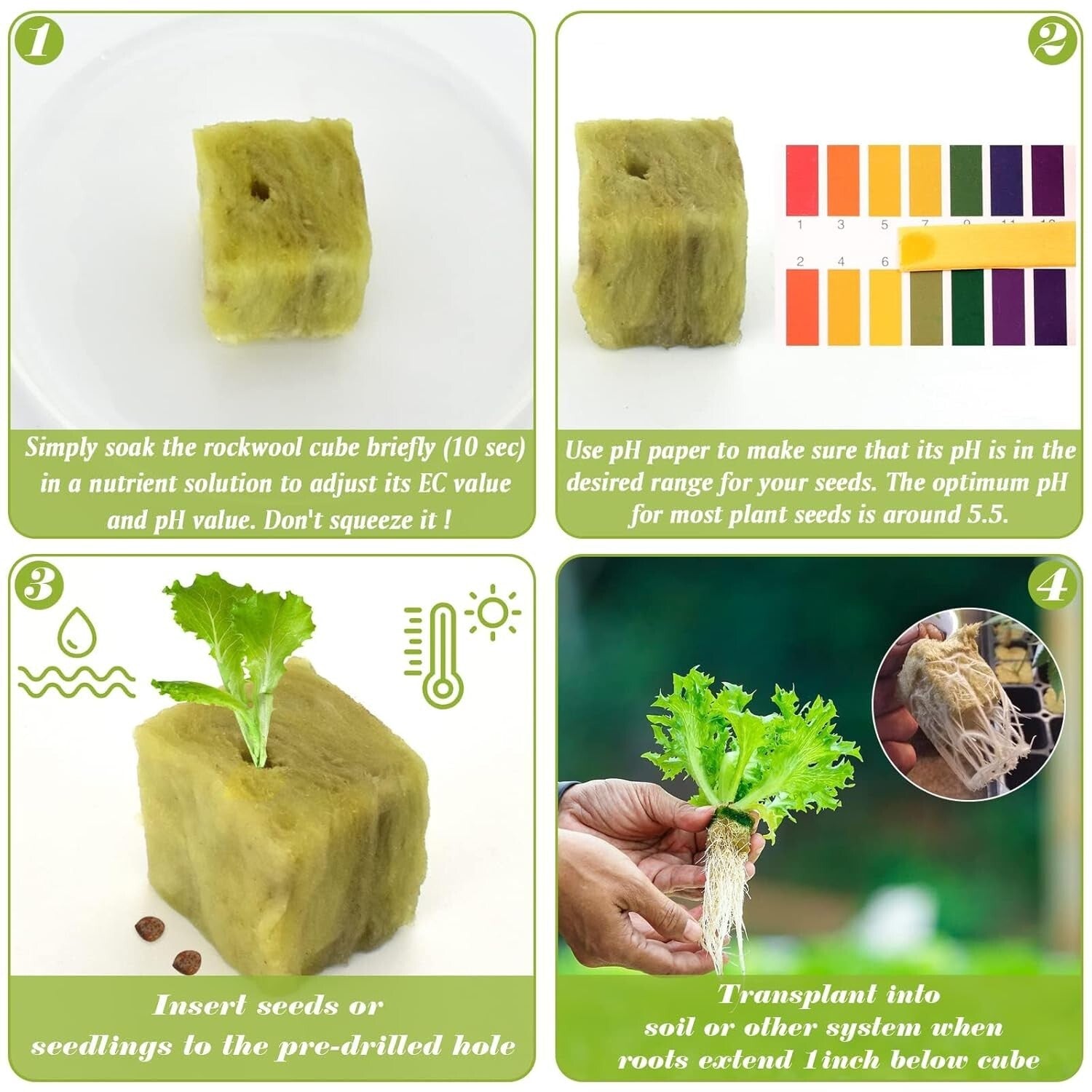 Effortless Seed Germination: 4 Sheets of Light Yellow Rockwool Cubes - 192 Total