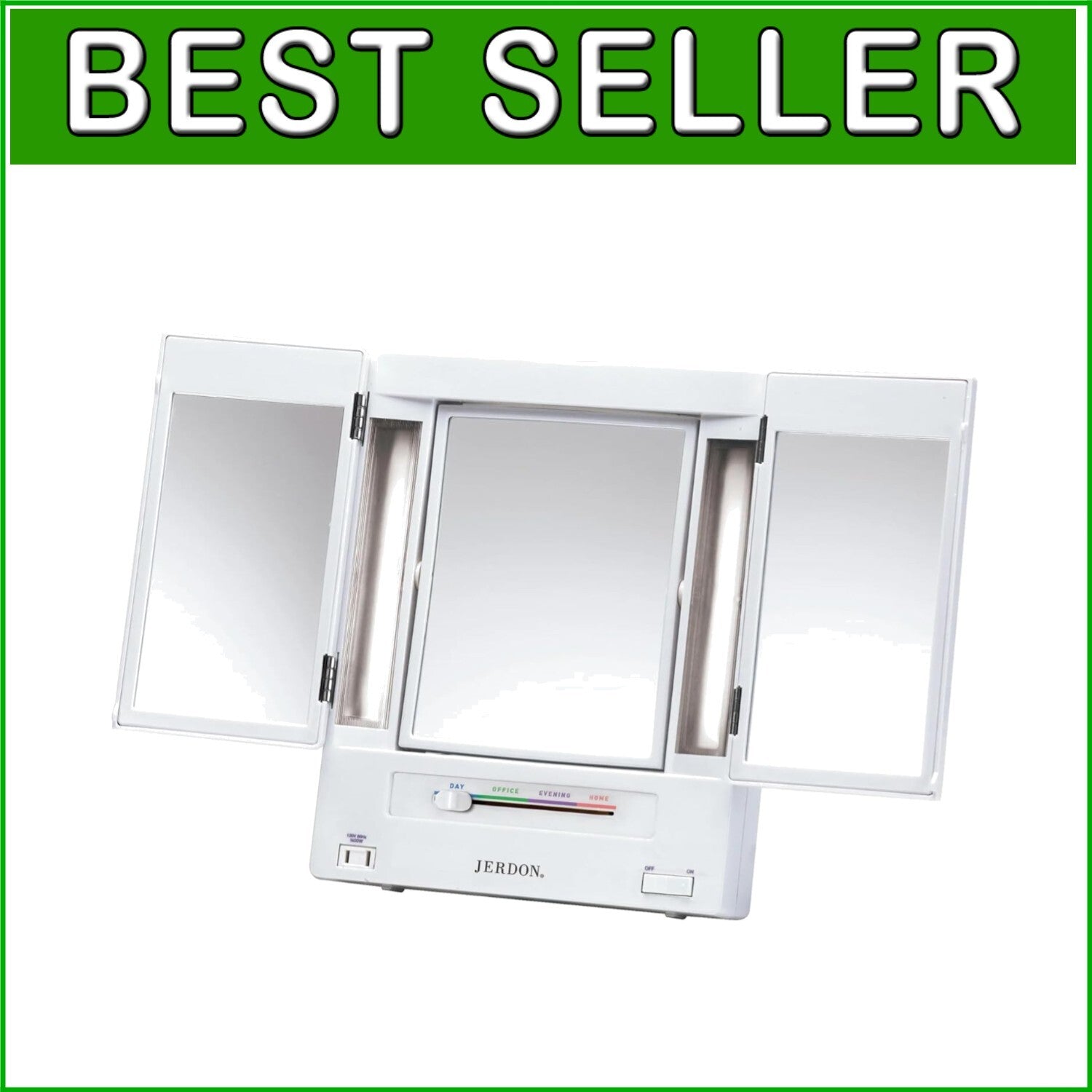 Tri-Fold Makeup Mirror with Lights - 5X & 1X Magnification for Elegant Grooming