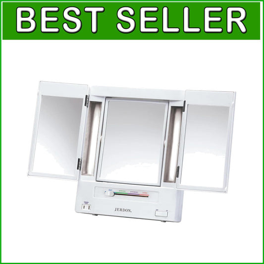 Tri-Fold Makeup Mirror with Lights - 5X & 1X Magnification for Elegant Grooming