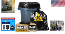 Load image into Gallery viewer, Puncture-Resistant Black Trash Bags - 55 Gallon Heavy Duty Liners, 50 Pack