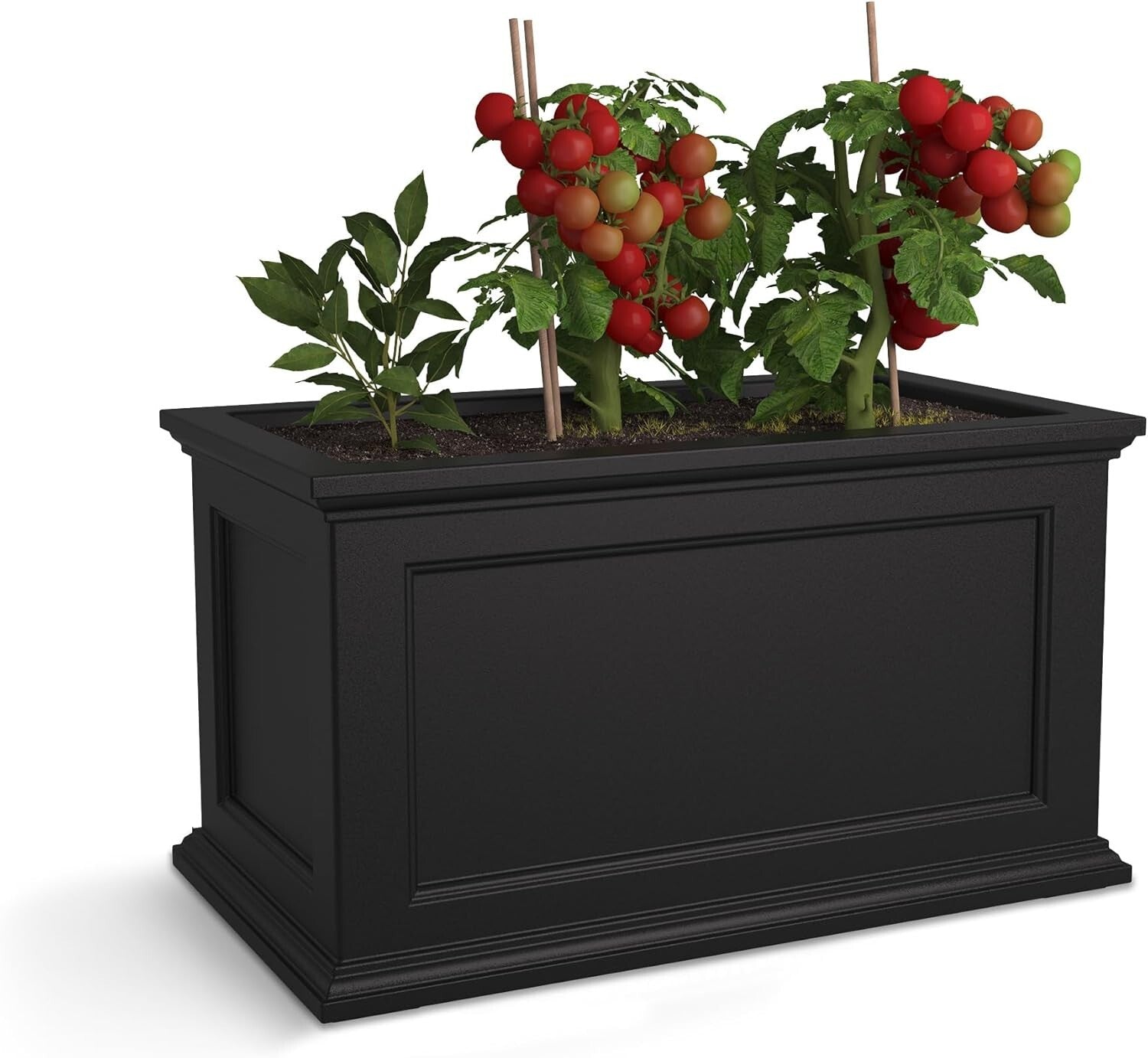 Self-Watering 20x36in Outdoor Planter with Built-In Water Reservoir - Black
