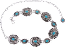 Load image into Gallery viewer, Western Turquoise Stone Concho Chain Belt - Adjustable Metal Fashion Accessory