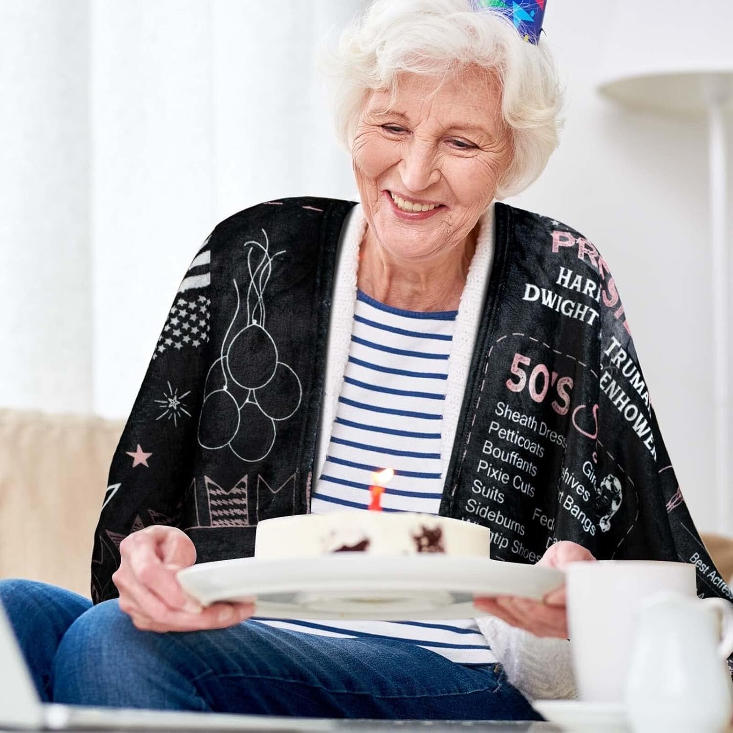 Back in 1955 Throw Blanket - Elegant 70th Birthday Gift for Women, 60x50 Size