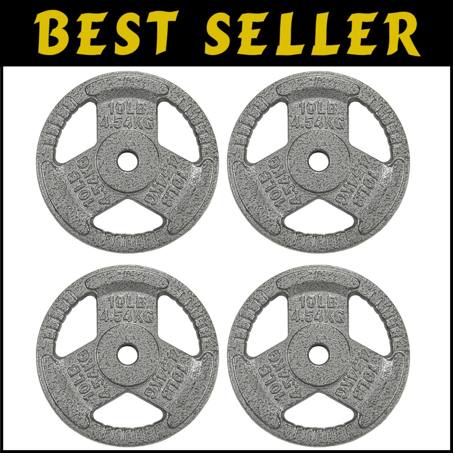 Durable Cast Iron Olympic Weight Plates - 10lbs Set of 4 for Strength Training
