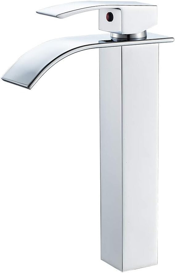 Water-Saving Chrome Bathroom Vessel Sink with Elegant Waterfall Feature