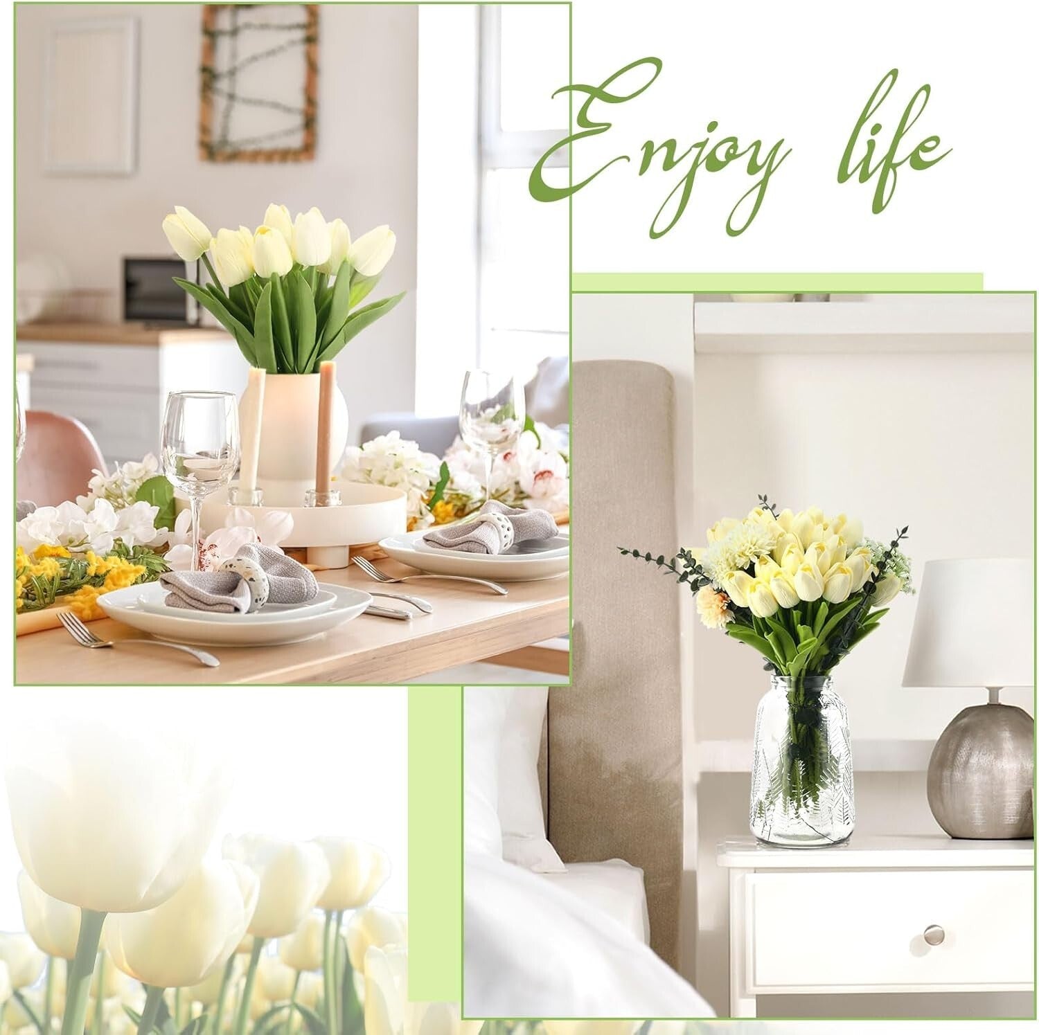 Realistic 75-Pack Milk White Artificial Tulips for Event and Home Arrangements