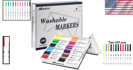 288 Washable Markers with Versatile Super Tips - Ideal for Coloring & Drawing
