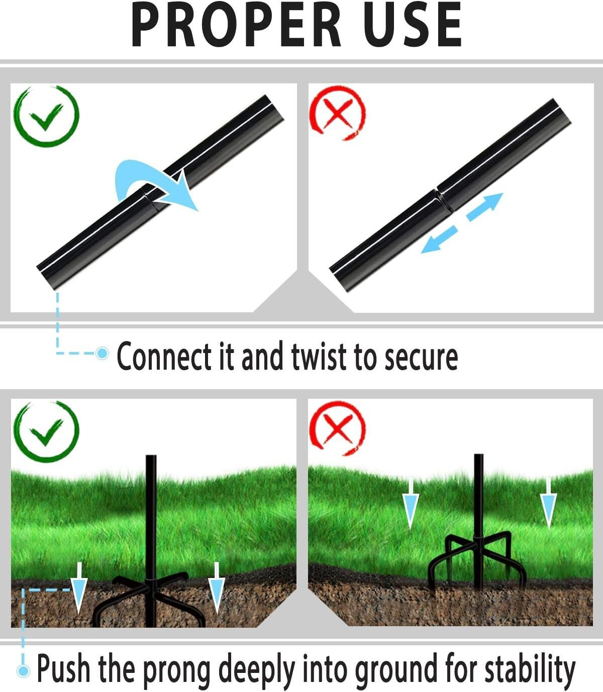 Elegant Black Outdoor Shepherd Hooks - Adjustable 5-Prong Garden Poles for Decor