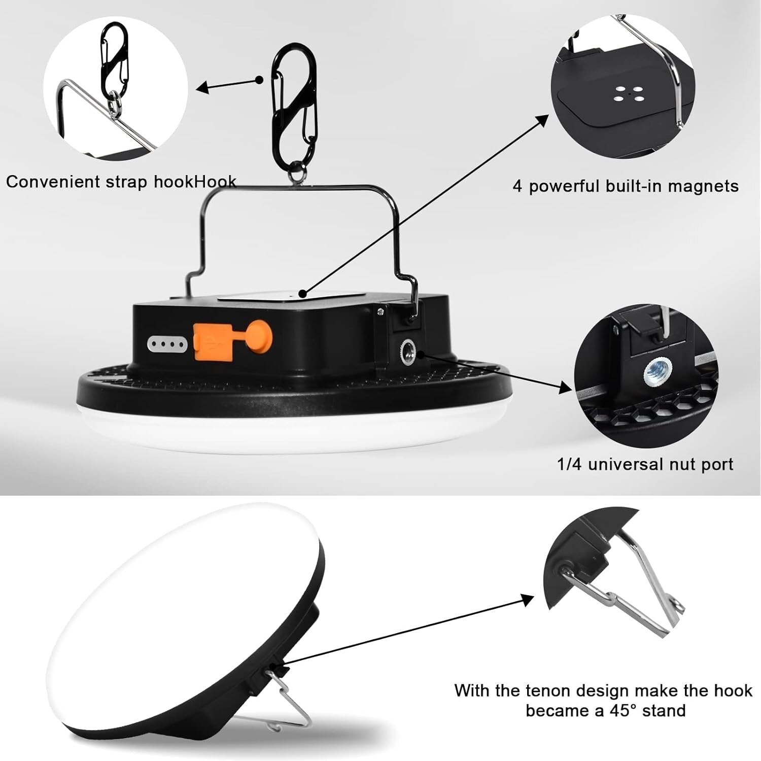 Portable 3000LM LED Camping Light with 16500mAh Battery – Emergency Brightness