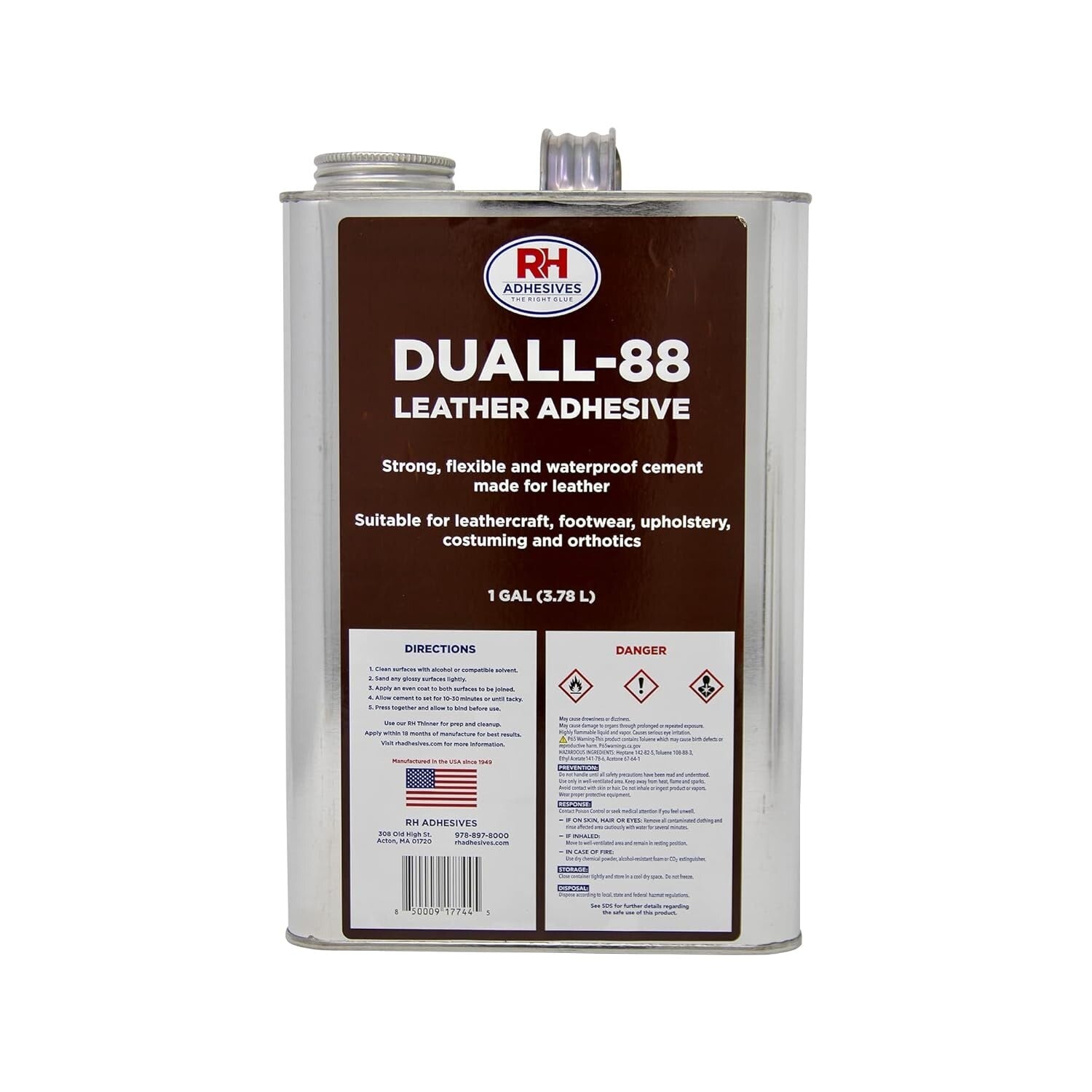 1 Gallon Duall-88 Leather Adhesive - All-Purpose Neoprene for Crafting & Repairs