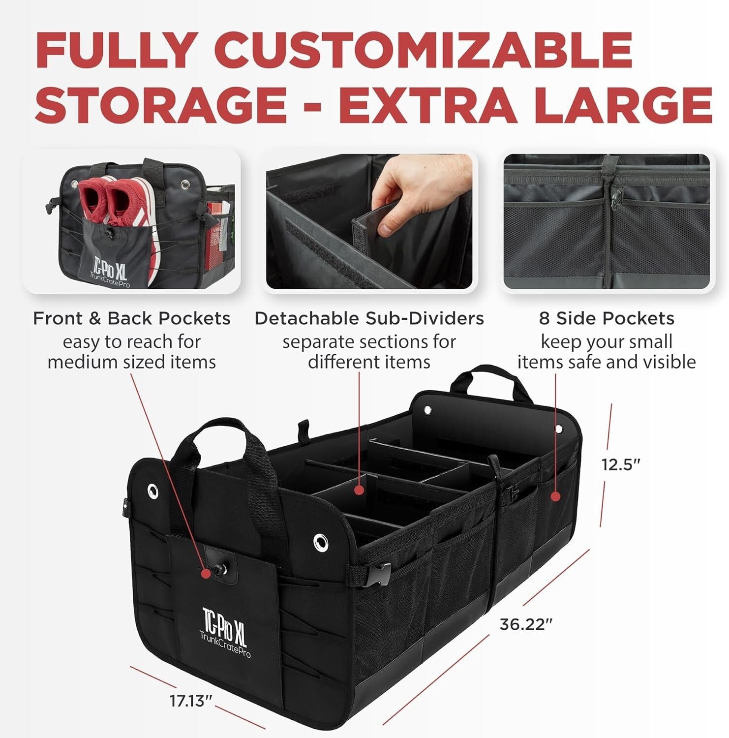 Lightweight Collapsible Car Trunk Organizer with 6 Compartments – Eco-Friendly