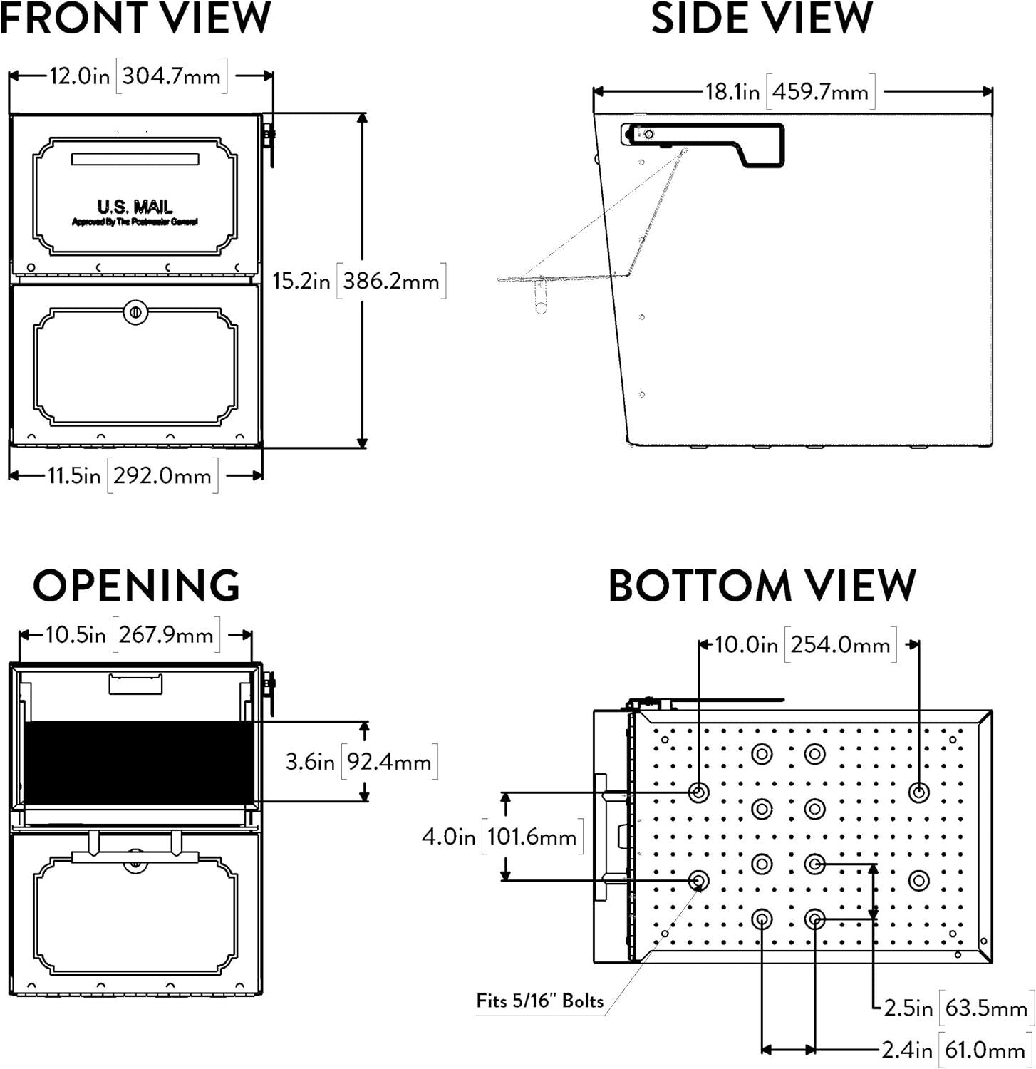 Durable Post Mount Mailbox with Enhanced Security and Oversized Storage