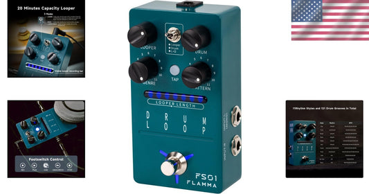 Professional Drum Loop Pedal with 121 Rhythmic Patterns & 20-Minute Capacity