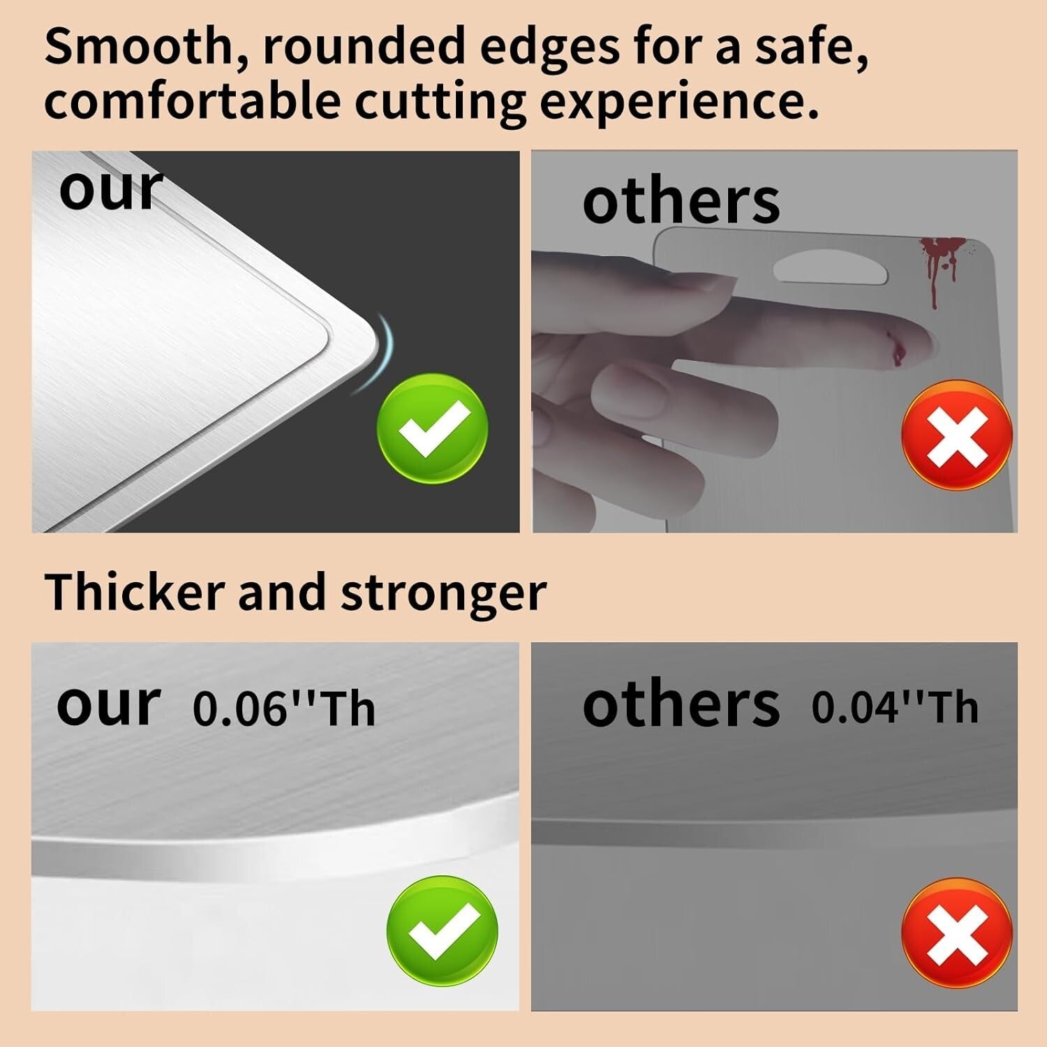 100% Pure Titanium Double-Sided Cutting Board with Juice Groove - Large Size