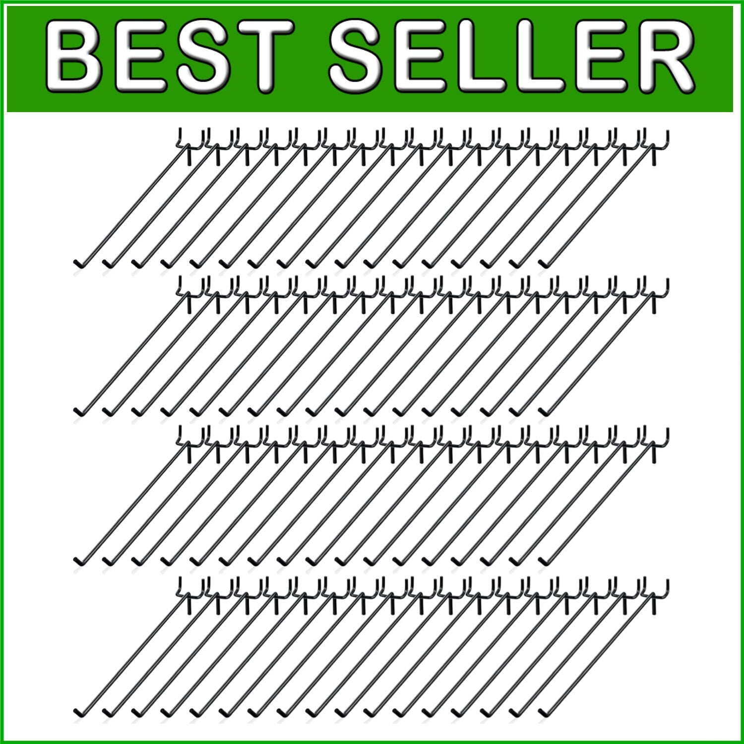 Bulk Pack of 100 Black Peg Board Hooks - 10 Inch Wall Mount Storage Solutions