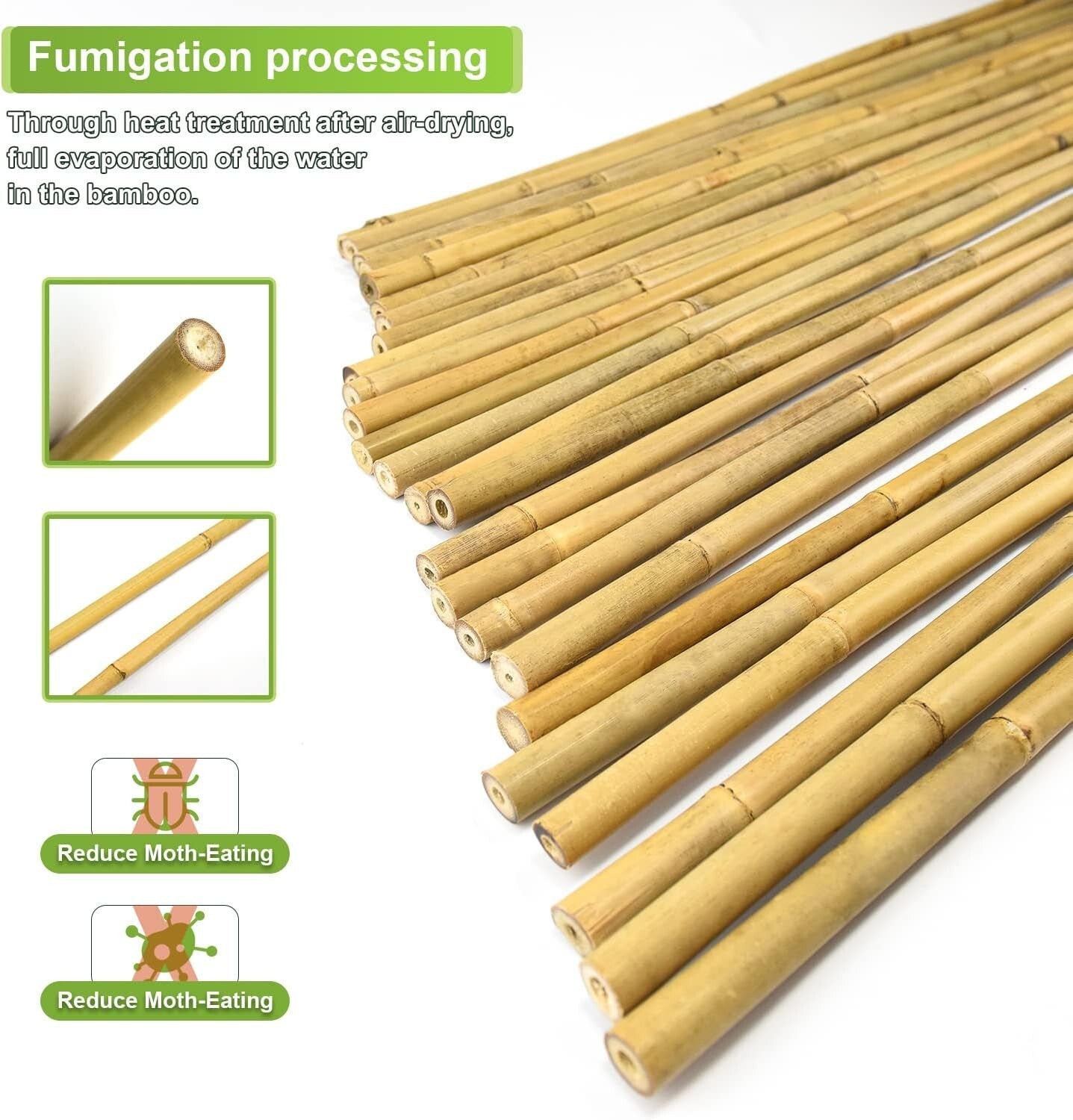 Versatile 20-Pack 6FT Bamboo Stakes for Strong Support & Garden Organization