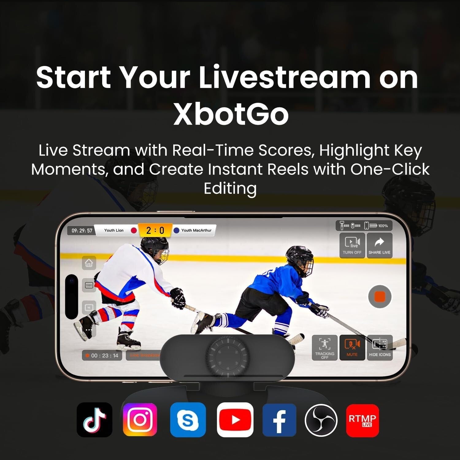 Chameleon Sports Tracking Camera - 360° Rotation & 120° FOV for Athletes