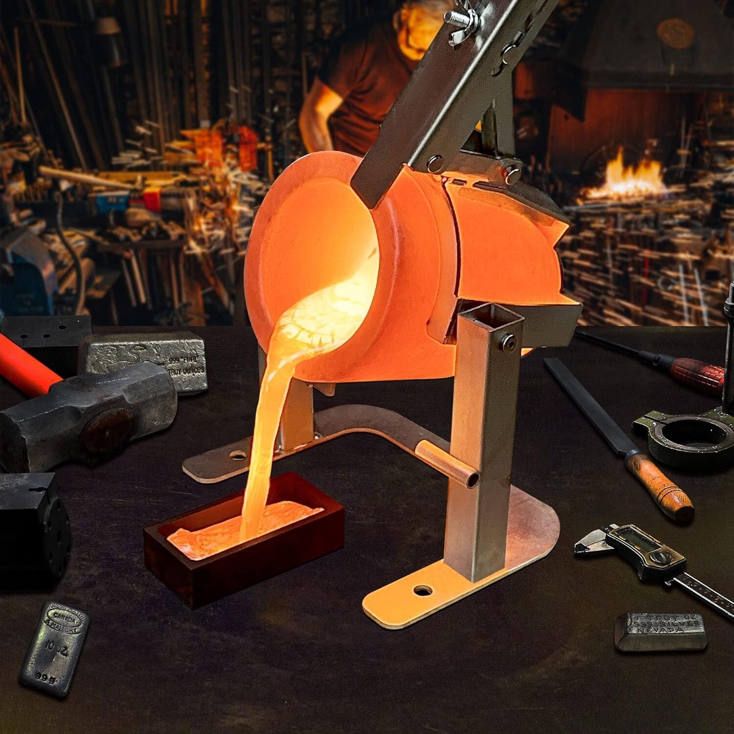 Professional-Grade Graphite Crucible Set with Tongs - Perfect for Casting 6kg