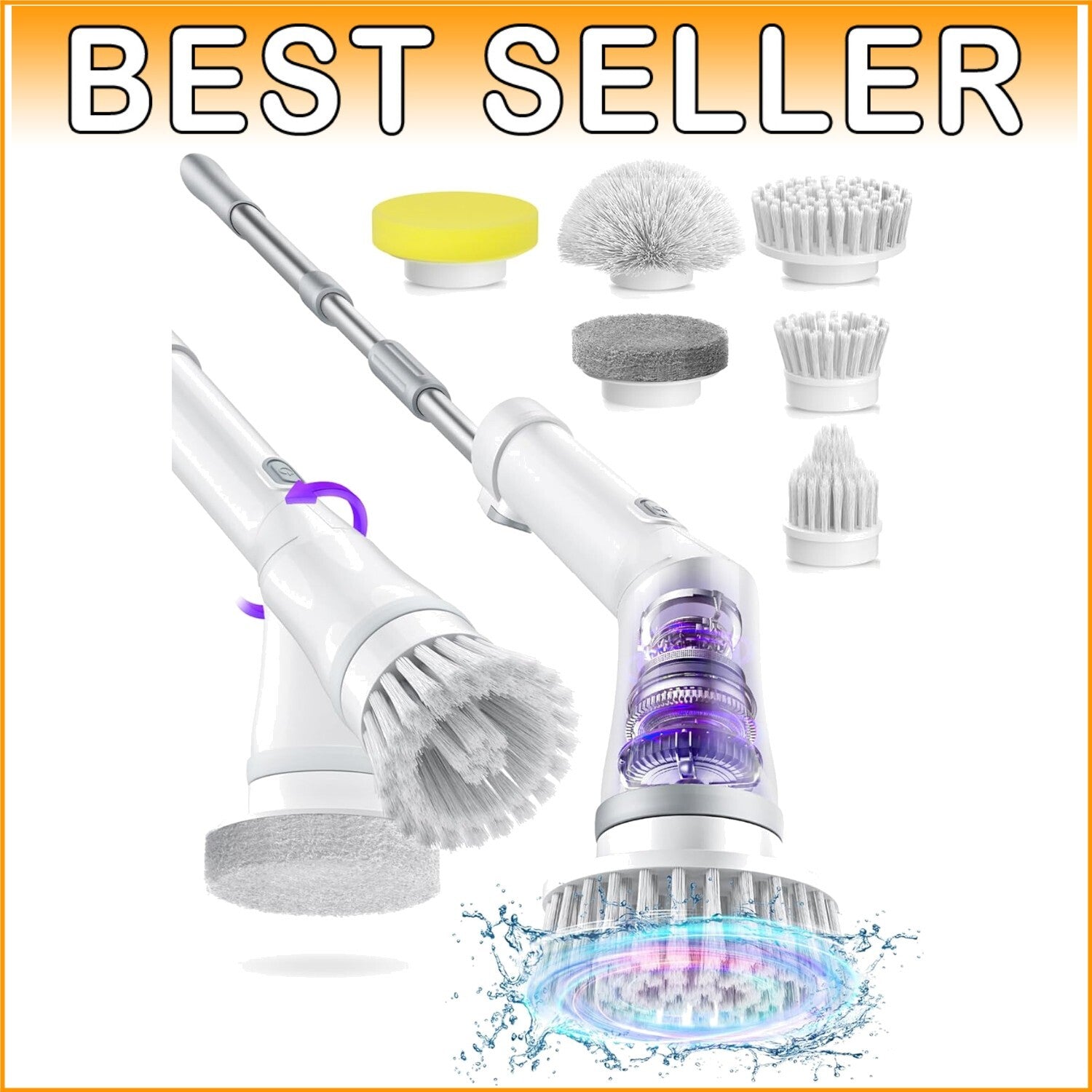 Adjustable Rotary Floor Brush Set with Waterproof Design & Powerful 25W Motor