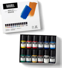 Load image into Gallery viewer, Professional Acrylic Gouache Paint Set - 12 Colors, 22ml Bottles, Matte Finish