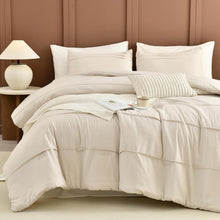 Load image into Gallery viewer, Wheat Color 3PC King Comforter Set - Soft, Lightweight &amp; Durable Cotton Bedding
