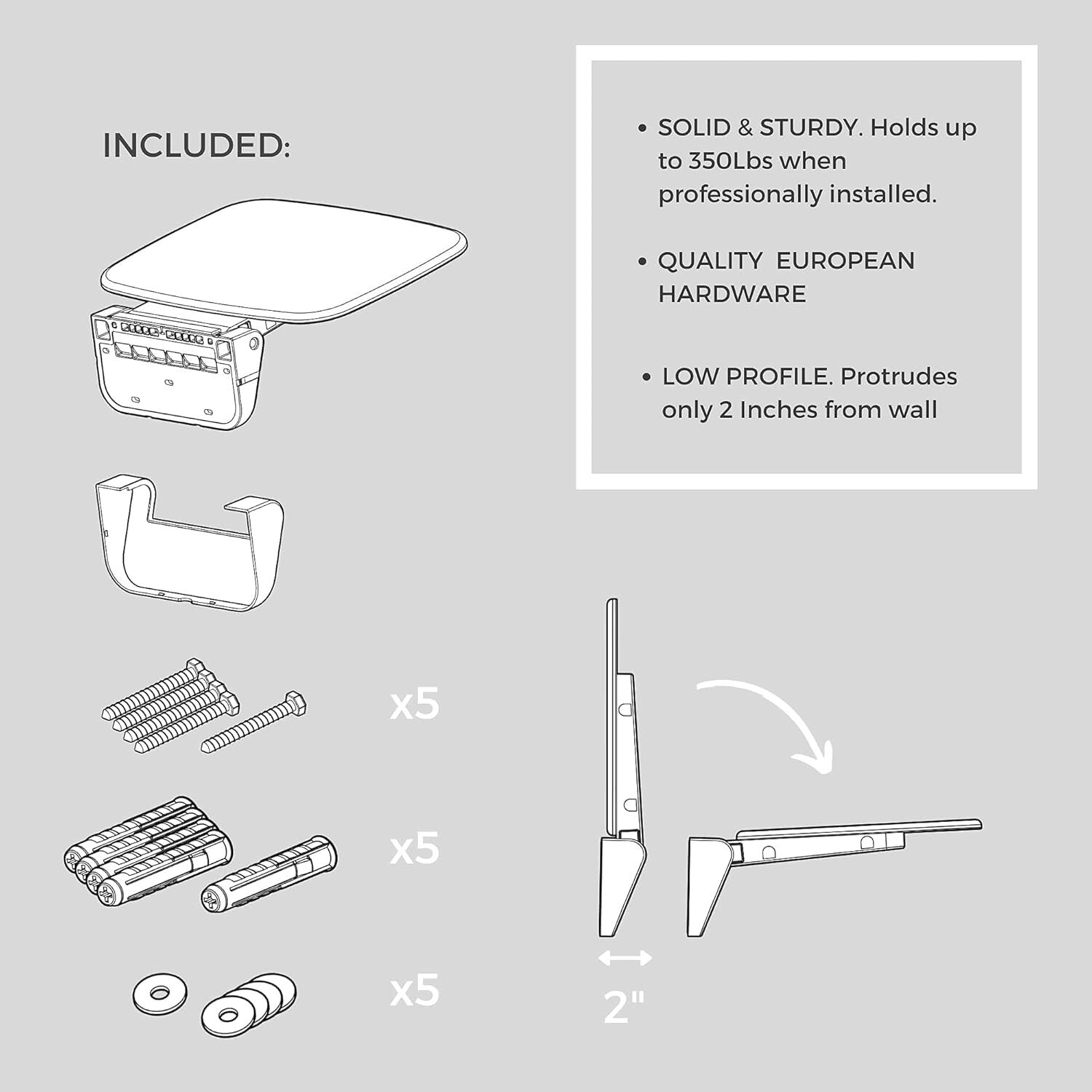 Compact & Modern Shower Bench - Fold Down Shower Seat with 350lbs Capacity
